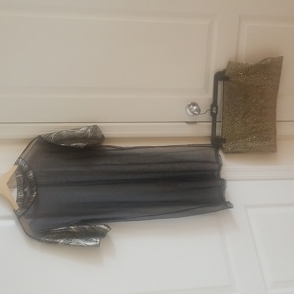 Daylight sheer/gold/black dress, in EUC